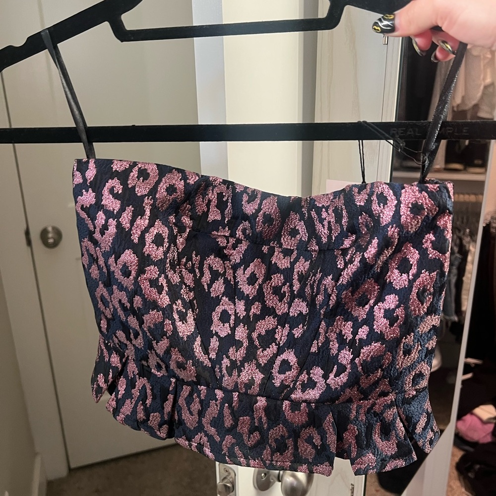 STRAPLESS BROCADE/CORSET TOP